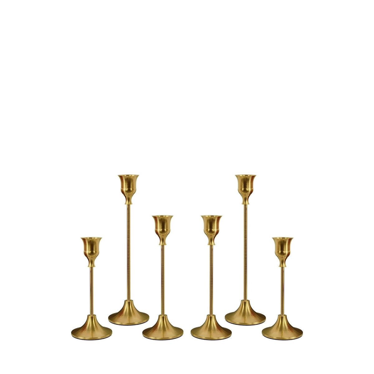 Gold bell taper candle holders, set of 6