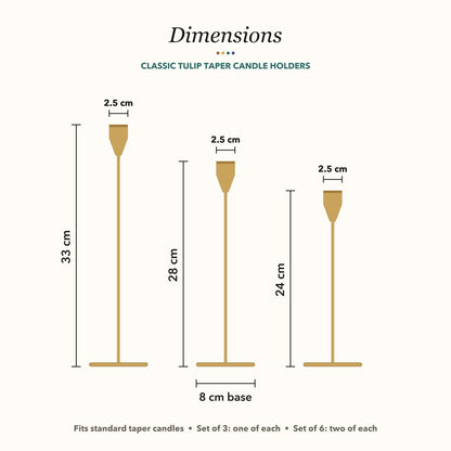 Dimensions: 33 cm, 28 cm and 24 cm tall, 8 cm base, 2.5 cm cup