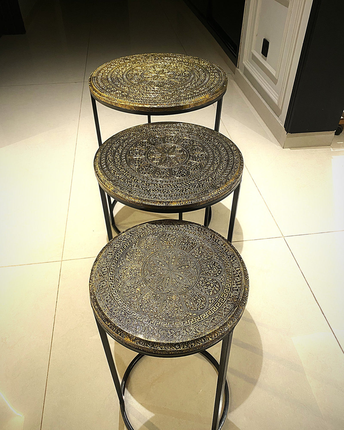 Mandala nesting tables from above
