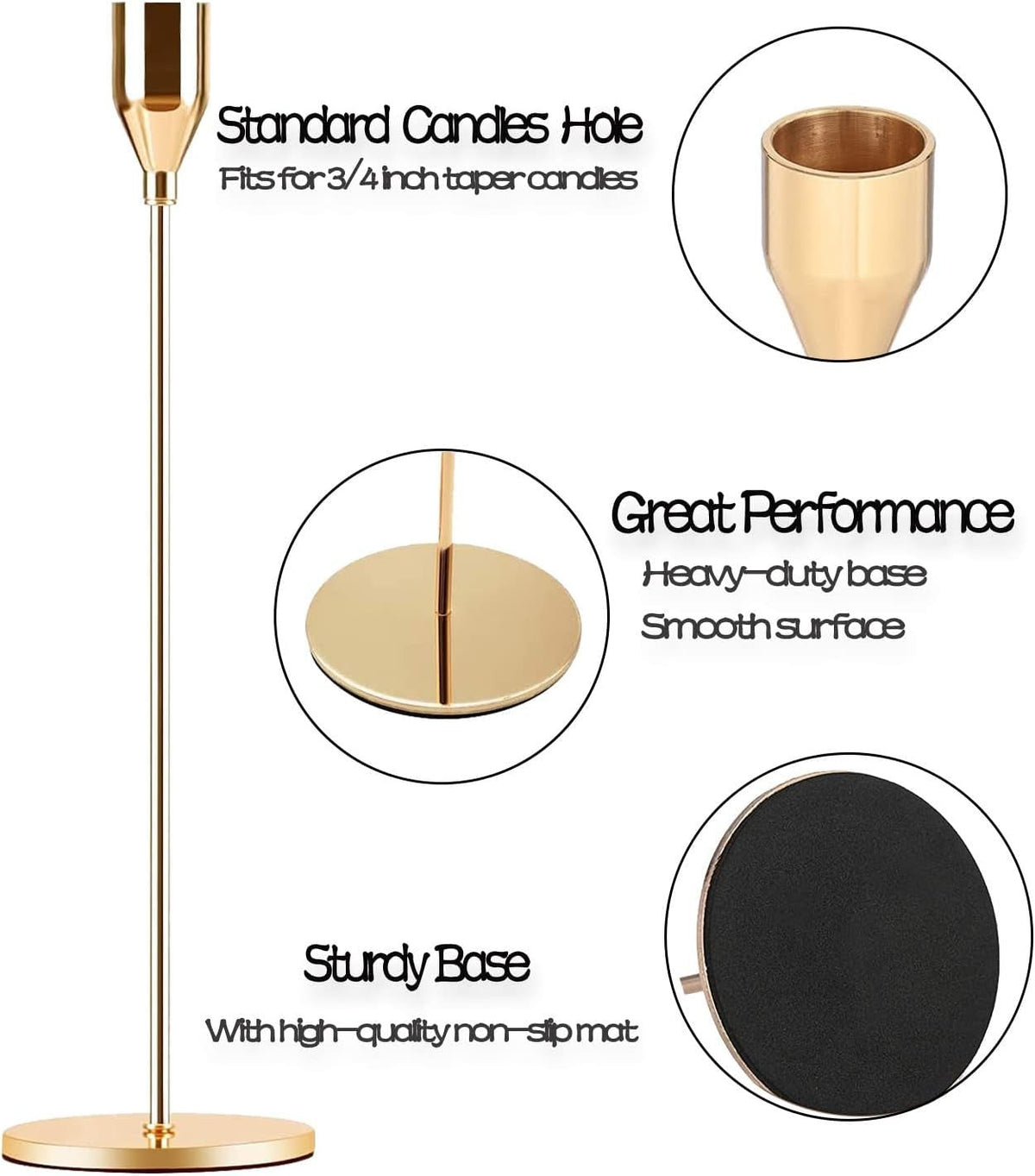 Close-up of the candle cup, weighted base and non-slip pad